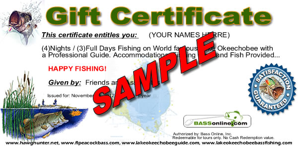 Fishing Gift Certificate  Best Okeechobee Fishing Gift Card